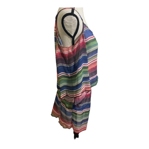 Becca cold shoulder swim cover up. Striped elastic waist XSmall - Picture 5 of 12